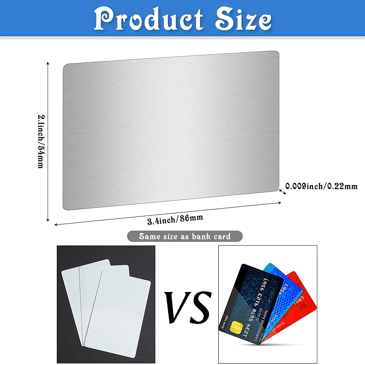 50 pieces Sublimation blank Metal Business Cards 86x54x0.32mm