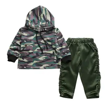 

Kids Toddler Baby Girls Camo Pullover Hooded Tops + Pants Outfit Sets Clohes Infant Clothing Boy Suit