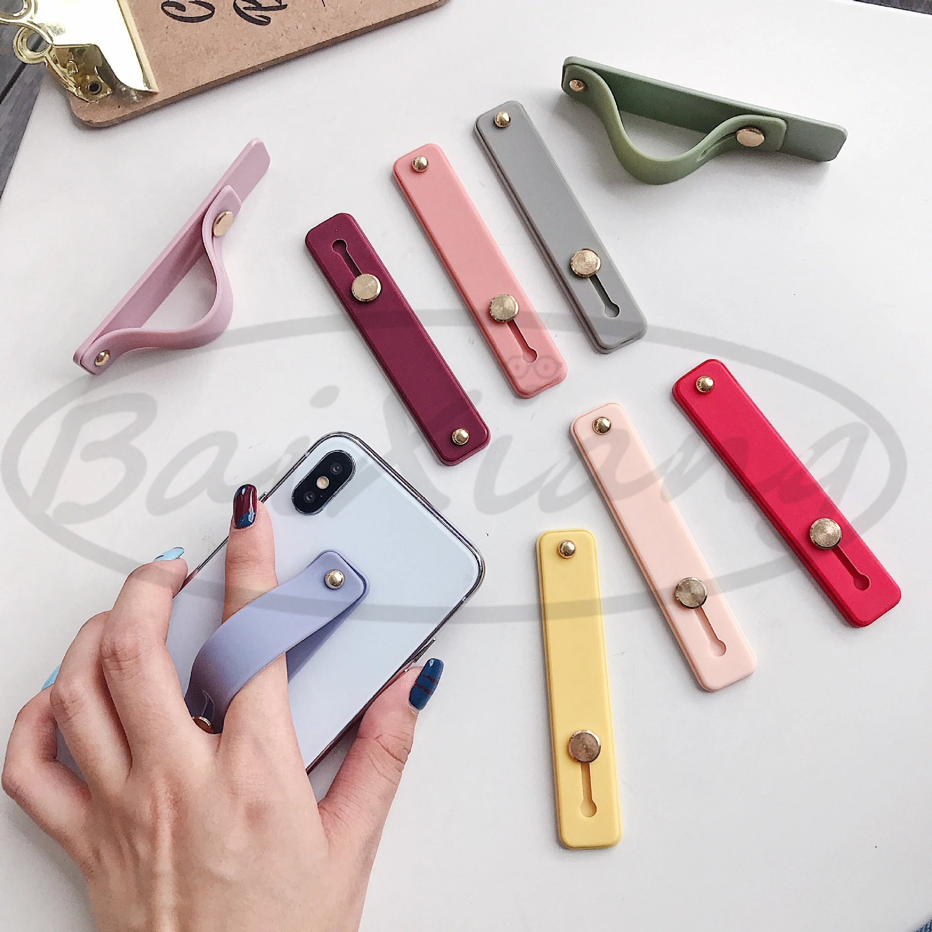 Универсальное гнездо-держатель для телефона для Iphone, простой цветной браслет на запястье, рукоятка на палец, держатель для мобильного телефона, подставка, пуш-ап