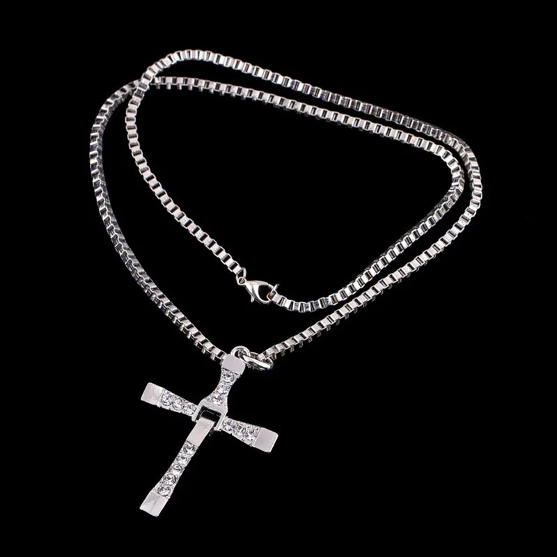cheap jewelry Fast And The Furious Dominic Toretto Vin New Movie Jewelry Classic Rhinestone Pendant Sliver Cross Necklaces Men | Украшения