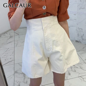 

GALCAUR Korean Denim Women's Short High Waist Pocket Large Size Wide Leg Short Pants For Female Summer Clothing Fashion 2020 New
