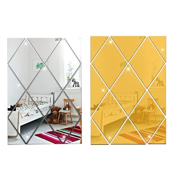 

3D Acrylic Mirror Wall Sticker Home Hotel Living Room Decoration Modern Diamond Pattern Decorative Mirror Sticker