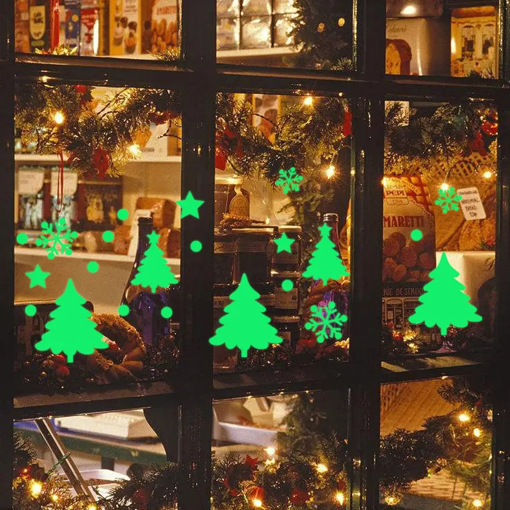 

GloryStar Christmas Wall Sticker Luminous Snowflake Window Sticker Living Room Bedroom Wall Window Decoration