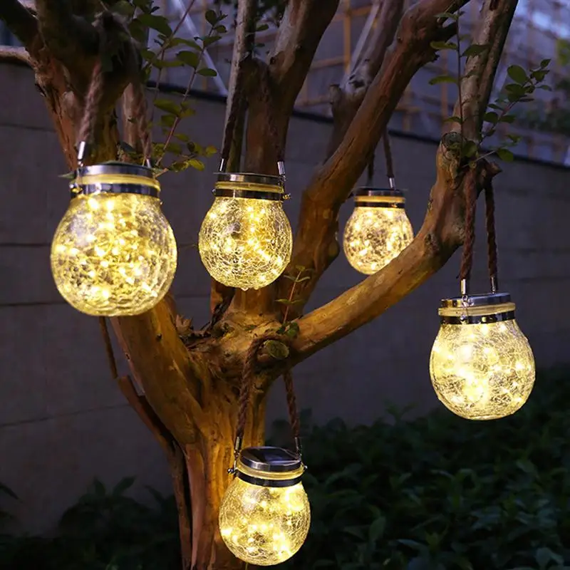 

3m 30 LED Solar Powered LED Bulb Ball Ornament Solar Copper Wire Lamp Crack Ball Glass Jar Outdoor Wall Garden Lawn Lamp