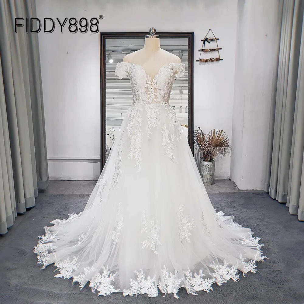 

Винтажное свадебное платье с а-силуэтом, с открытыми плечами