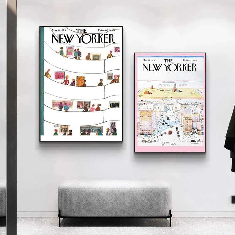Принты на холсте журнала New Yorker винтажные постеры художественные холсты стене