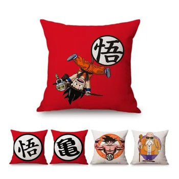 

Fashion Japanese Anime Dragon Ball Printed Cushion Cover Chinese Letter Home Decorative Sofa Coffee Car Chair Throw Pillow Case