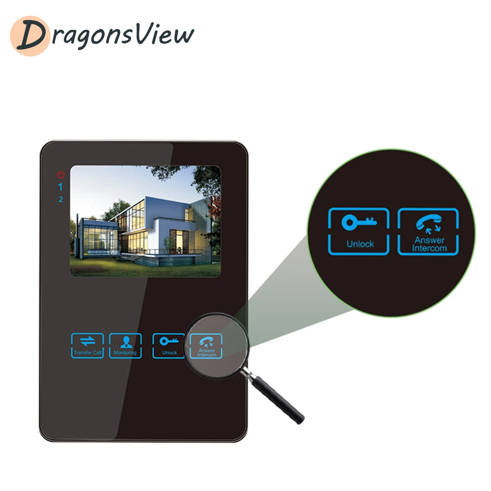 Видеодомофон DragonsView 4 3 дюйма с проводным монитором и ИК камерой|Видеодомофон| |
