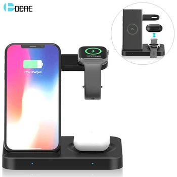 

15W Qi Wireless Charger Stand for Samsung S20 Galaxy Watch 5 in 1 Fast Charging Dock Station For iPhone 11 8 Airpods Pro iWatch