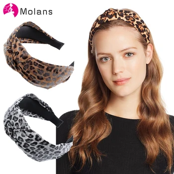 

Molans PU Leopard Leather Knot Headband for Women Patchwork Hairbands Hair Accessories Hair Band Crown Headbands Head Wrap