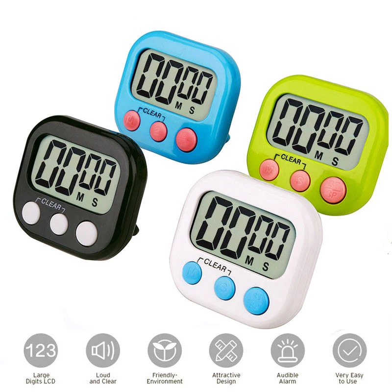 

Digital Kitchen Timer Big Digits Loud Alarm Magnetic Backing Stand with Large LCD Display for Cooking Baking Sports Games
