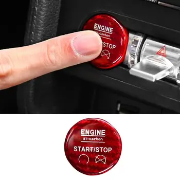 

1Pcs Start/Stop Red Carbon Fiber Switch Button Cover Trim for Ford Mustang 2015-2018 Interior Accessories Interior Mouldings New