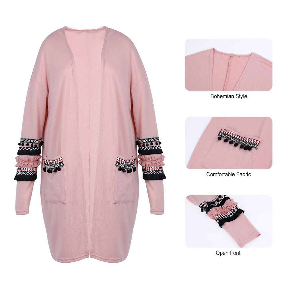 Осенне-зимний трикотажный кардиган с рукавом летучая мышь, Женский Гладкий вязаный свитер, дизайнерский кардиган с карманами, женский джемпер, пальто розового цвета