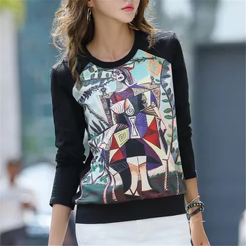 

Print Sweatshirt New 2020 Spring Autumn Cotton Casual O-neck Abstract Print Raglan Sleeve Tops C01102Y