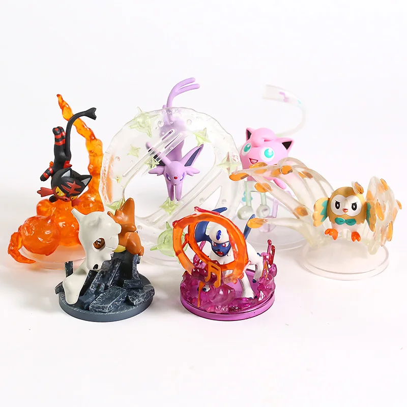 6 шт./компл. аниме Eevee Swift Vulpix Fire Spin Jolteon разрядка Umbreon Темный Пульс Flareon вспышка Blitz фигурки кукол игрушка