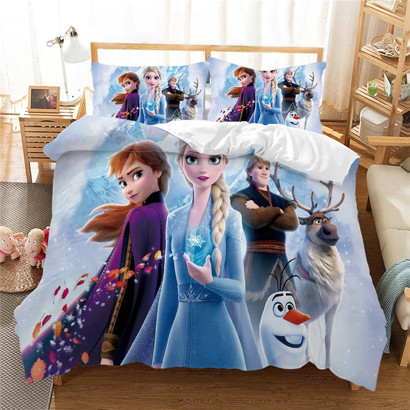 Комплект постельного белья с изображением Анны и Эльзы Frozen2, Комплект постельного белья для девочек, пододеяльник, наволочки, одеяло, Комплект постельного белья s
