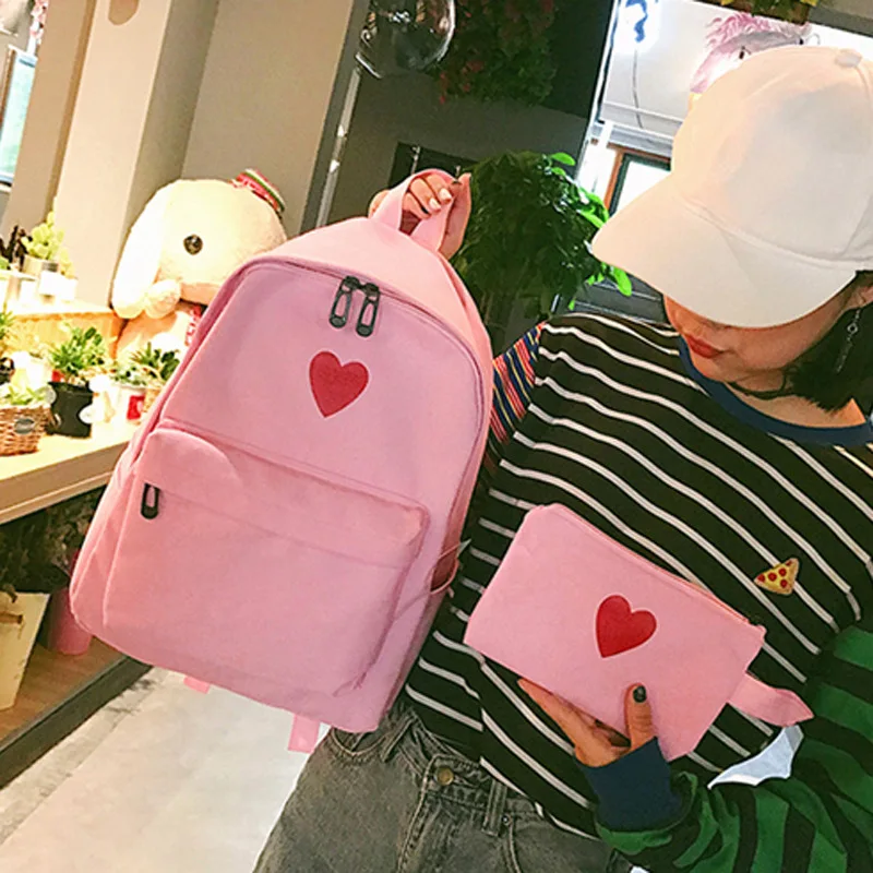 Yogodlns 2 шт. высококачественный холщовый рюкзак с принтом сердца желтый рюкзак в Корейском стиле Студенческая дорожная сумка для девочек рюкзак школьный для ноутбука рюкзак