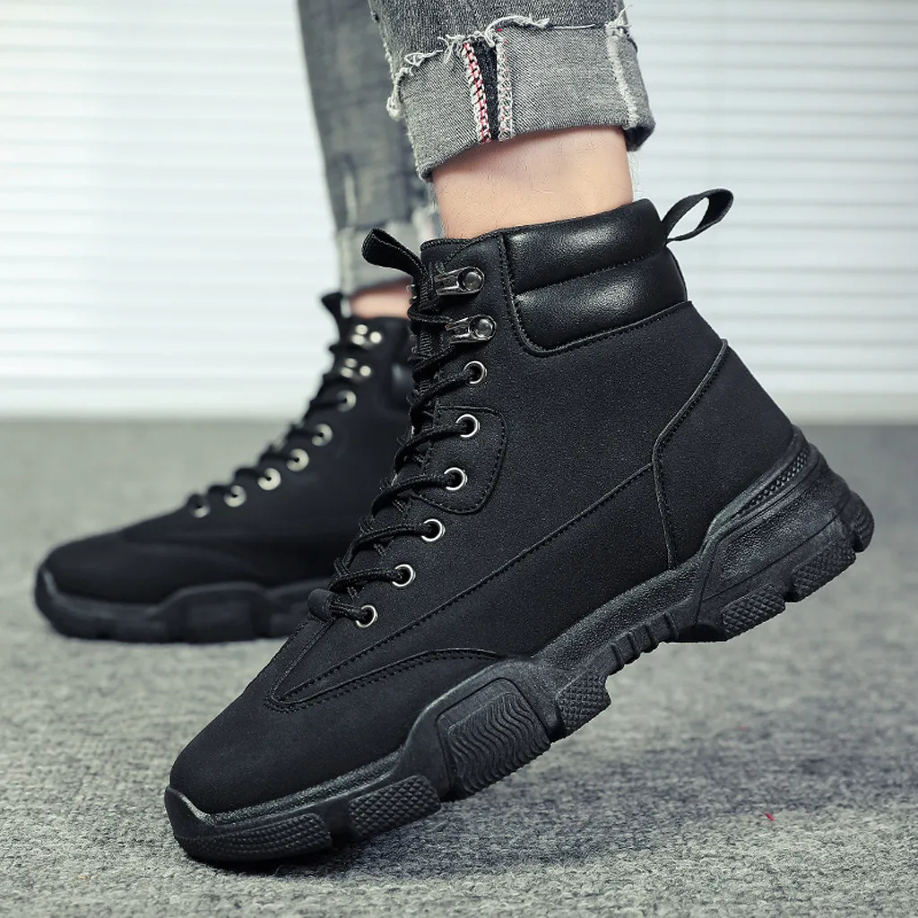Men Ankle Boots Winter Quality Leather Men Ankle Boots New Men Casual Shoes Warm Vintage Snow Boots Classic Men Motorcycle Boots