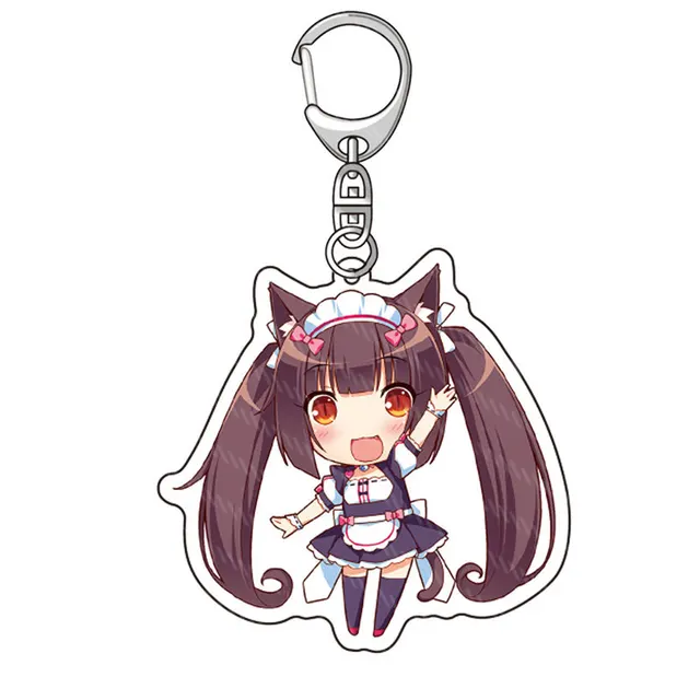 Chaveiro de animação do jogo nekopara, chaveiro super fofo de anime para  meninas, gato chocolate baunilha