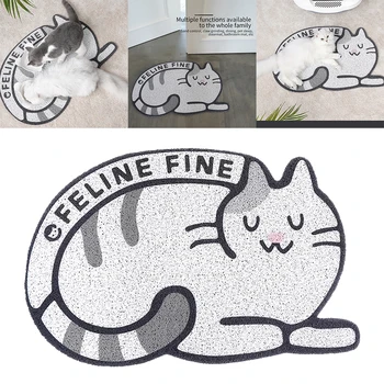 

Non Slip Pet Supplies Elastic Fibers Cat Litter Mat Animal Pattern Portable Trapper Indoor Outdoor Splash Proof Activity Play