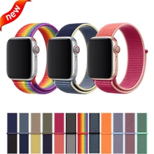 Спортивные петли для наручных часов Apple watch, версии 5 4 44 мм 40 мм, ремешок 42 мм, 38 мм, версия наручных часов Iwatch серии 5/4/3/2/1 двухслойного тканого нейлона браслет ремень