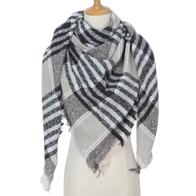 2019 new designer brand women cashmere scarf triangle winter scarves lady shawls and wraps knit blanket neck striped foulard (7)