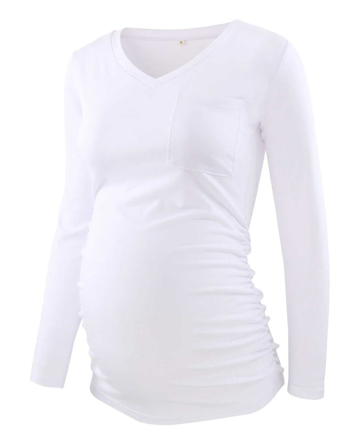 Женская одежда, v-образный вырез, длинный рукав, карман, блузки для беременных, Одежда для беременных, боковая рубашка, хлопок, топы для беременных, повседневная одежда - Цвет: pic