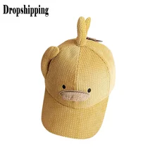 Вельветовая бейсбольная кепка с изображением маленькой желтой утки, осенняя и зимняя теплая Кепка, шапка-ведро для женщин и детей, регулируемая шапка# ZD