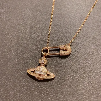 

Planet Saturn Necklaces Female Temperament Flash Crystal Clavicle Chain Short Necklace Neck Chain Woman Jewelry