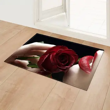 

Modern 3D Rose Carpet Indoor Entrance Doormat Floor Carpet Anti-slip Absorbe Valentine's Day Bathroom Mat for Home Decorative