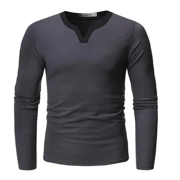 

ZNG 2020 New Fashion Brand Men Clothes Solid Color Long Sleeve Slim Fit T-Shirt Men Soft Cotton T-Shirt Casual V-Neck Shirts
