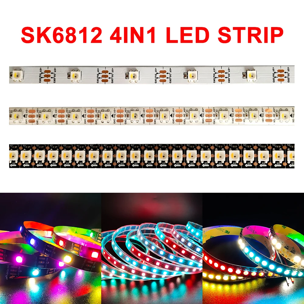 DC5V SK6812 4in1 RGBW RGBWW Led Strip Light Similar WS2812B 30/60/144 Pixels Individual Addressable 5050 Smart IC IP30/IP65/IP67