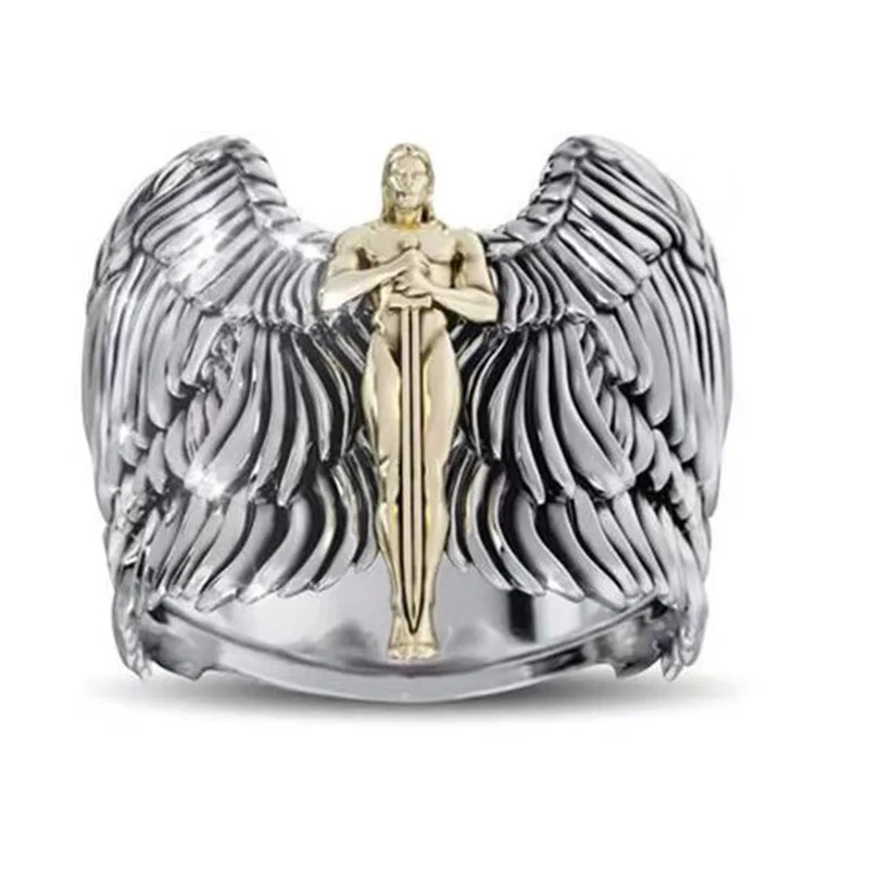 

Vintage 316L Stainless Steel Wings Jesus Rings Motorcycle Party Steampunk Cool Biker Finger Rings for Men Jewelry