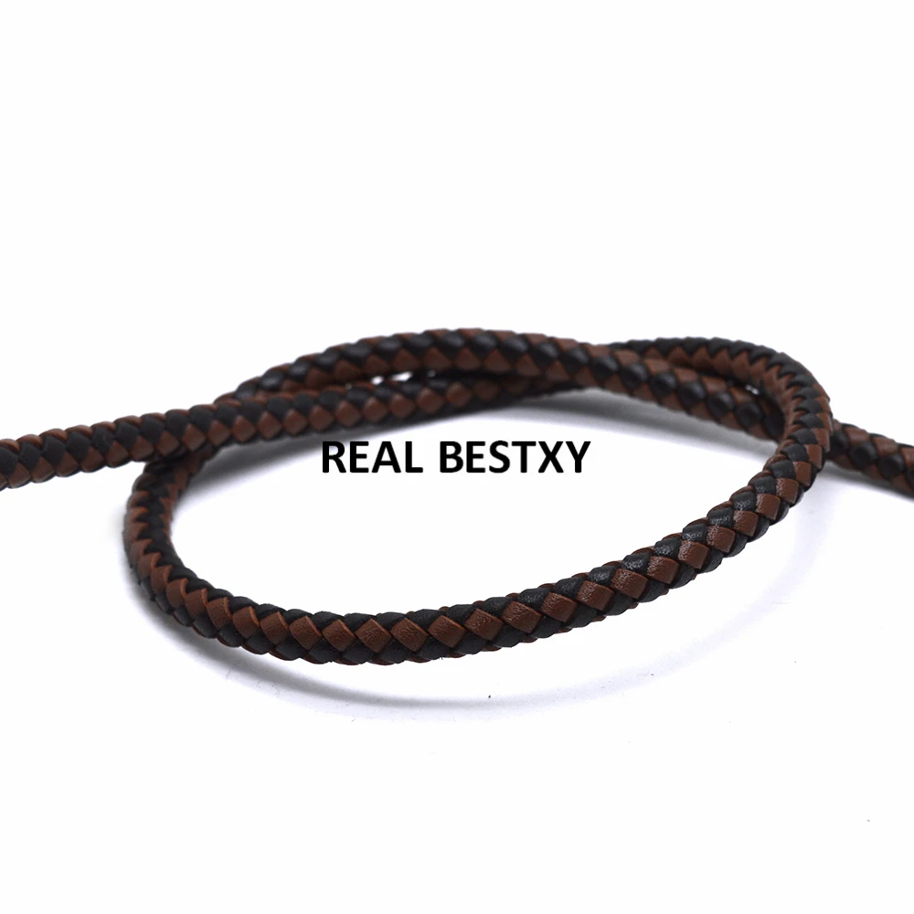 Настоящее BESTXY 1 м/лот 1 метр круглый плетеный коричневый браслет кожаный шнур нить 6 мм для DIY мужчин женщин браслет и ожерелье