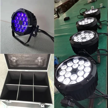 

(Flycase) 6lot 18x18w rgbwa uv 6in1 led par light dj led par ip65 colorful par led wash lyre