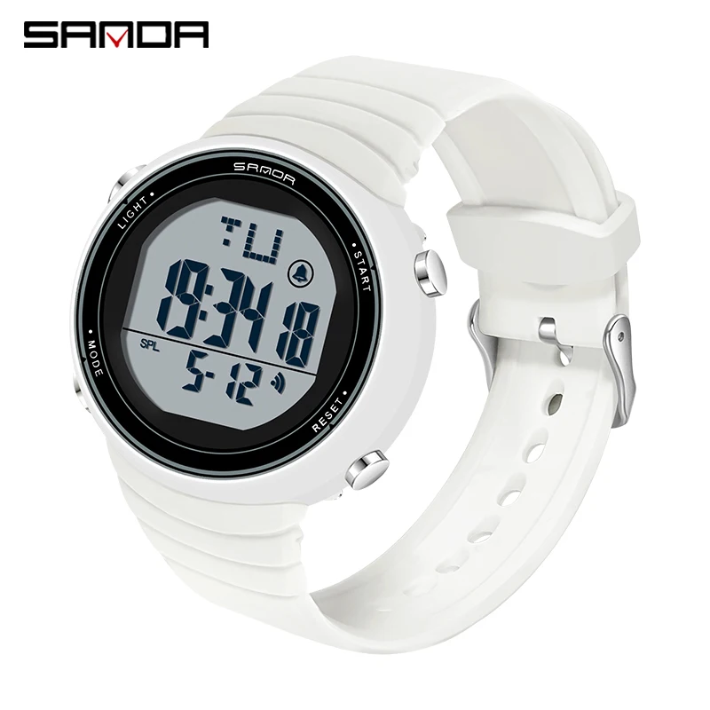 2021 SANDA New Fashion Trend Women Digital LED Sports Watch Multifunctional Waterproof Ladies Watch Silicone  Electronic watch 