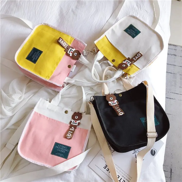 

Canvas Backpack Women's Fashion Korean-style Contrast Color Schoolbag Multi-functional Crossbody Bag Women's 2019 Summer New Sty