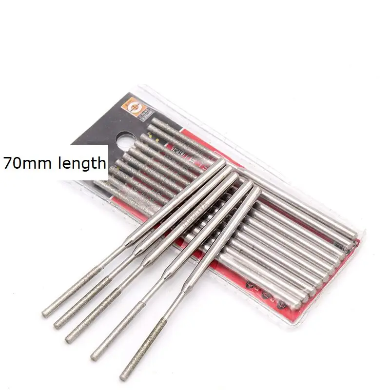 

3*2MM 70mm Lengthen Flat-head Cylindrical Diamond Grinding Needle Files Diamond & CBN Points Bit Mounted Point Carving Polishing