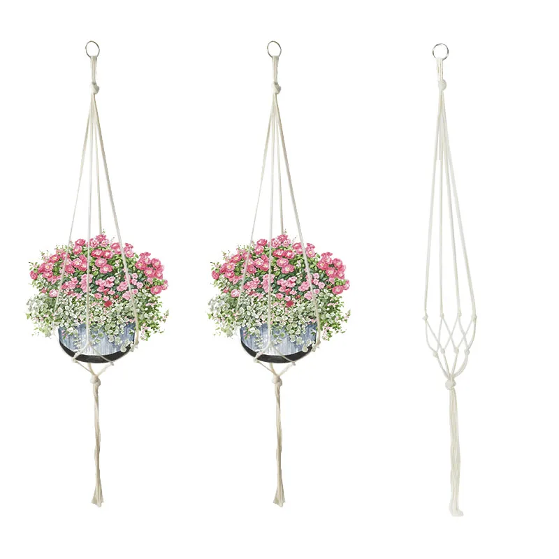 1pc Plant Hanger Wall Decoration Handmade Macrame Flower Pot Hanging Basket Rope for Countyard Garden Decor Supplies | Дом и сад