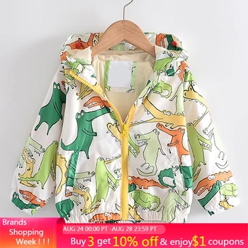 

Menoea Toddler Long Sleeve Coat 2020 Kids Boys Dinosaur Print Cartoon Jackets Boys Zipper Clothes Toddler Girl Autumn Clothes