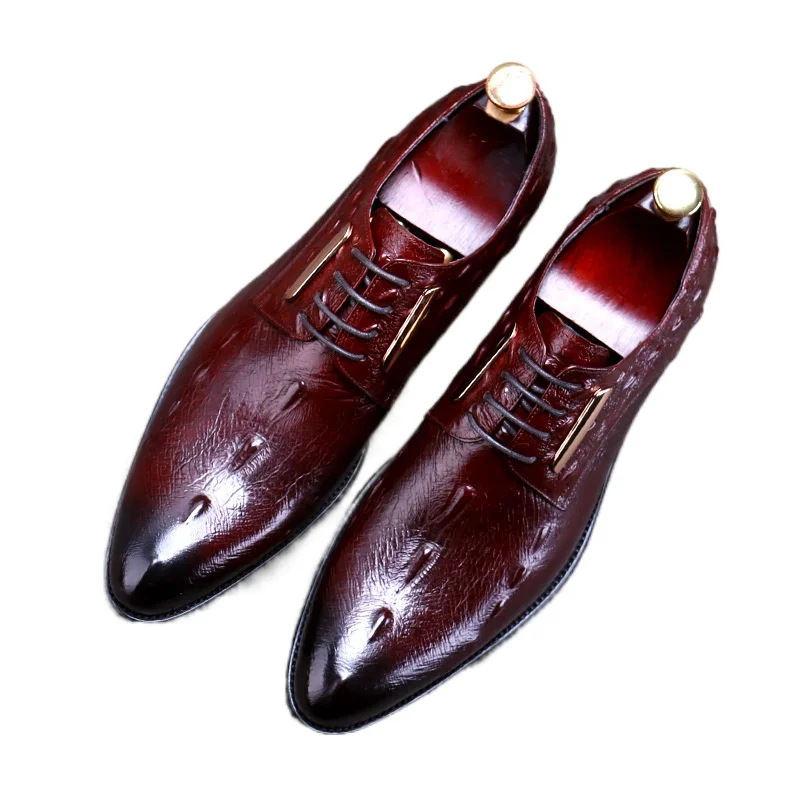 

23705 Spring 2021 New Crocodile Pattern Formal Business Leather Shoes Men's British Trendy Men's Shoes