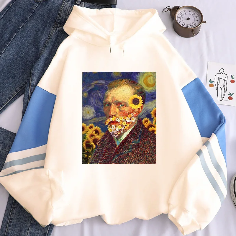

Oversized Van Gogh Oil Painting Pullover Thick Loose Women Hoodies clothes Fleece Hot Harajuku Contrast Color Sweatshirt Female