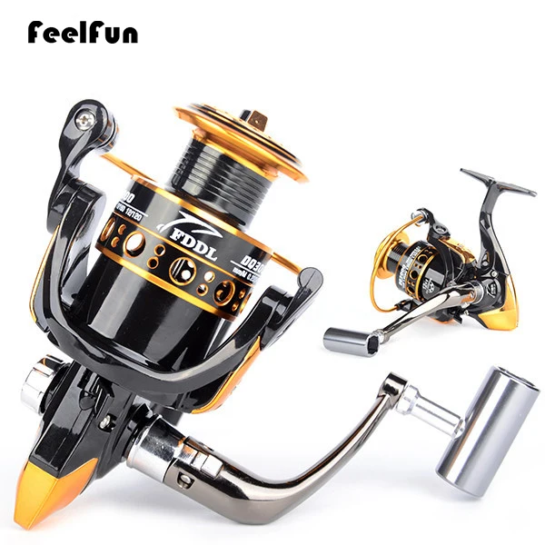FeelFun 12+1BB Black Fishing Reels Spinning Bass Fishing Tackles 2000-5000 Series Fishing Wheels Spinning