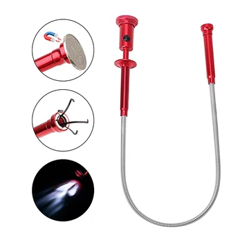 

Flexible Claw Pick Up Tool Magnetic LED Light Grab Grabber Fingers Spring Red Magnet + 4 Claws + LED Light And Non-magnetic Part