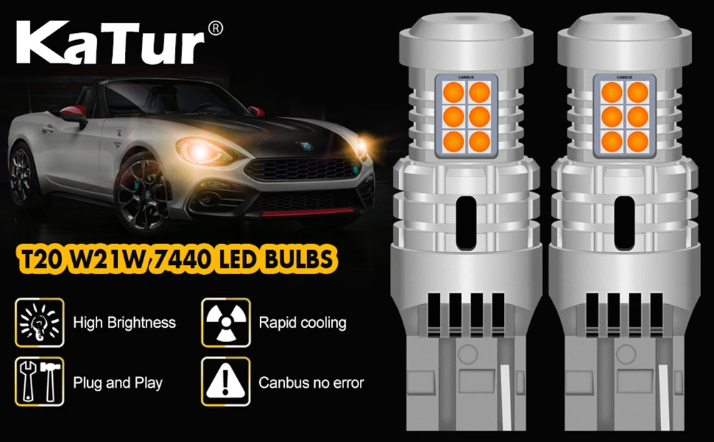 2x T20 W21W WY21W 7440 7440NA светодиодный светильник сигнала поворота лампы Canbus без ошибок нет Hyper Flash 2800 люмен Янтарный Желтый Белый Красный