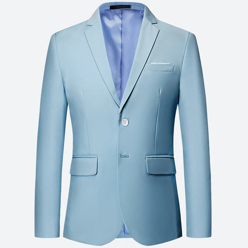 1- Sky blue Blazer Пиджак+ брюки+ жилет) роскошный классический мужской повседневный деловой костюм, Свадебный Выпускной мужской смокинг, тонкий мужской костюм, одежда для джентльмена - Цвет: 1- Sky blue Blazer