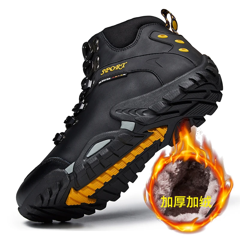 Men Snow Boots Waterproof add fur Men Footwear Winter Ankle Boots Breathable Men Winter Shoes