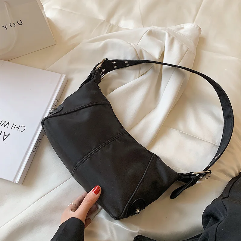 Solid Color Oxford Cloth Shoulder Bags Women Zipper Underarm Bag Elegant Ladies Shopping Top-handle Handbags Hot Sale