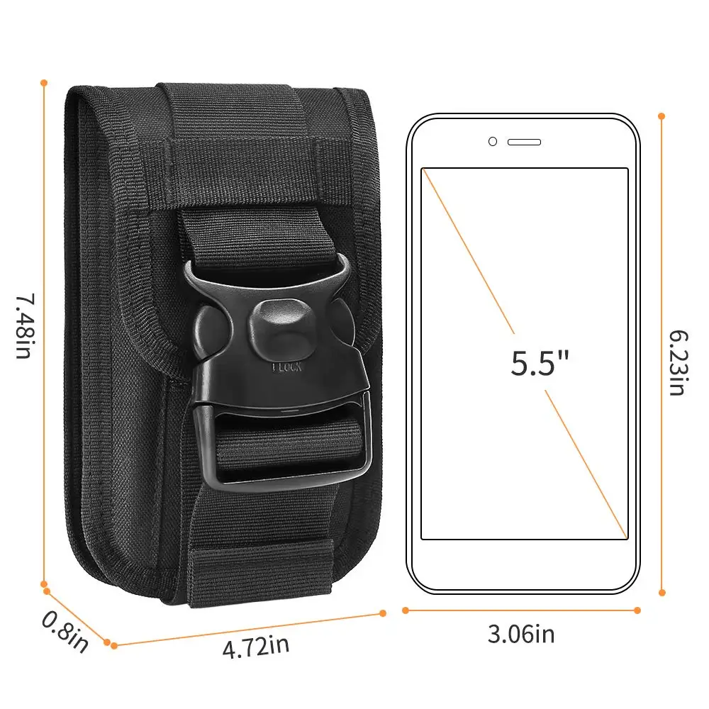 Tactical Nylon Phone Pouch Military Phone Holster Double-Layer EDC Waist Bags Hunting Molle Fanny Card Wallet Money Accessory