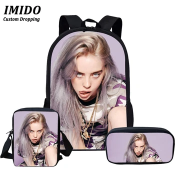 

IMIDO 2020 Billie Eilish 3Pcs/Set Backpack Back To School Children Book Bag Kids Girls Knapsack Teenager Travel Mochila Escolar